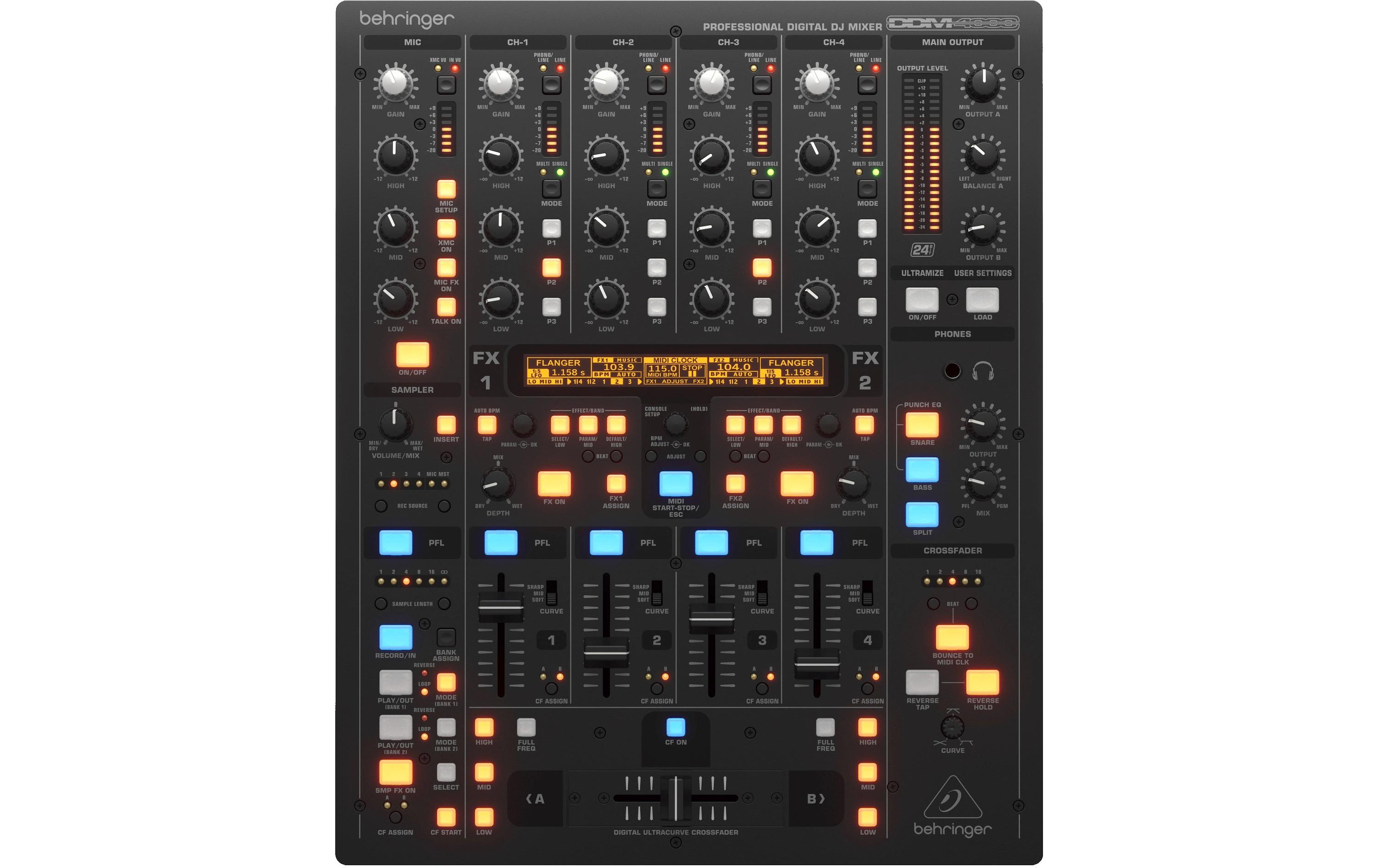 DJ-Mixer DDM4000<br>5-Kanal-Digital-DJ-Mixer mit Sampler und 4 Effekt-Sektionen