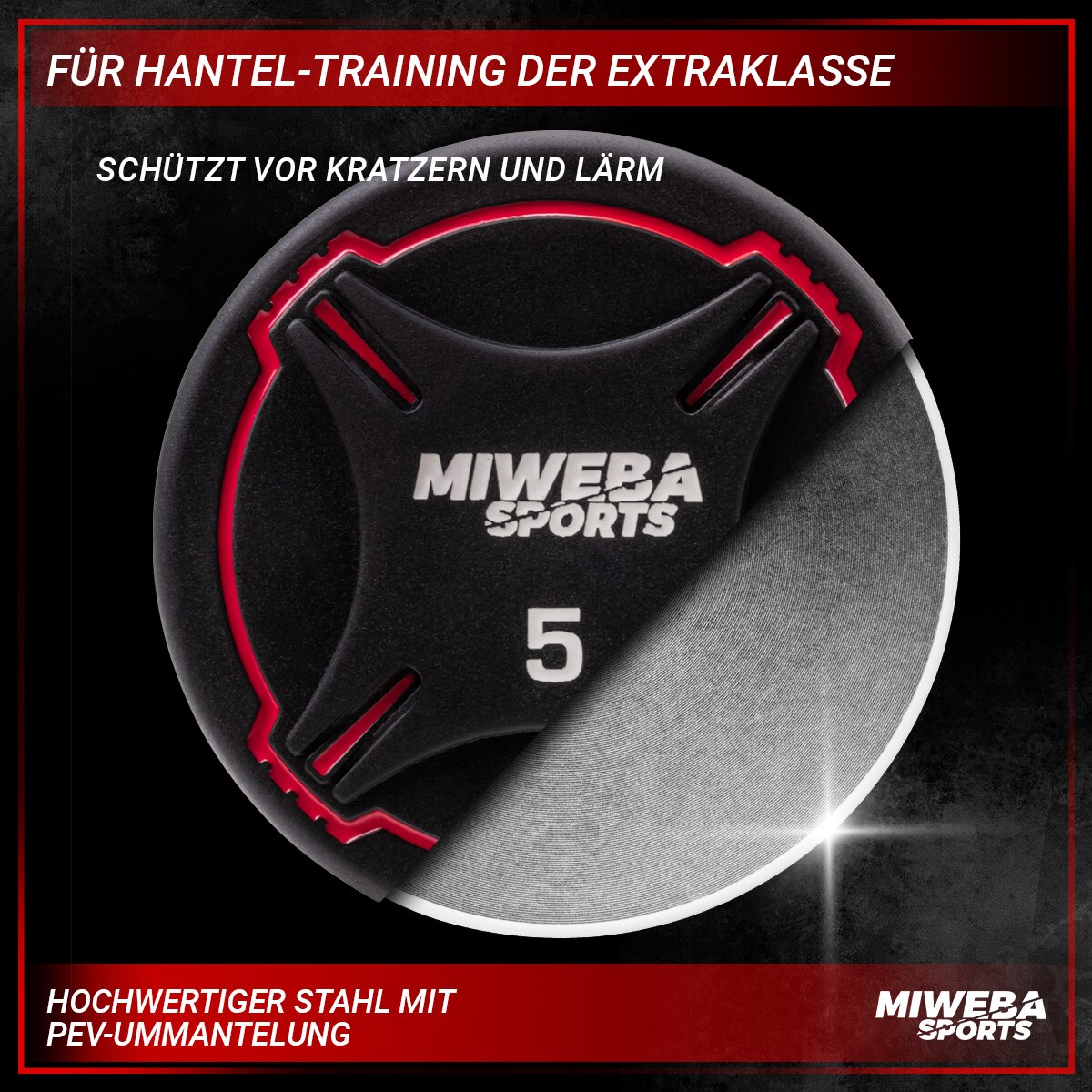 Miweba Sports Kurzhantel-Set RH100, Stahl-Hantelset, 2,5-25 kg, PEV-Ummantelung, bodenschonend (2x 2,5 Kg)