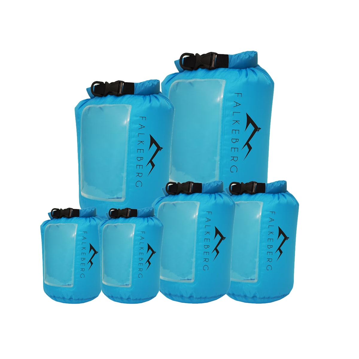Falkeberg Ultra Light View Drybag Set, 6stk<br>Pakkeløsning med 6 superlette pakkposer
