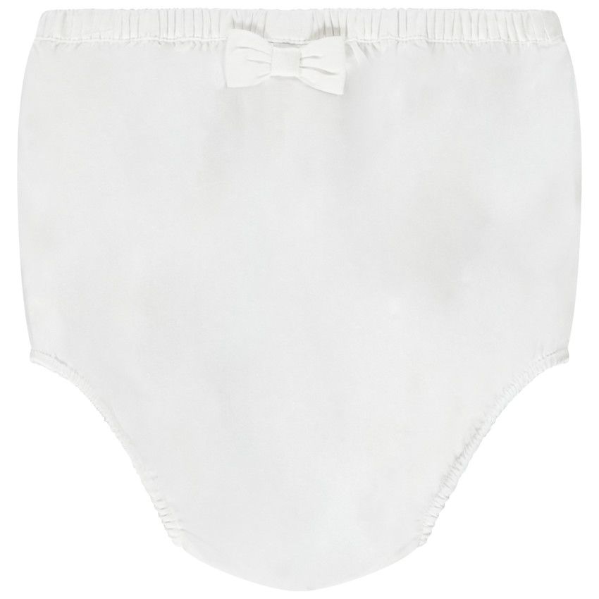 Ensemble robe de cérémonie en tulle brodé + bloomer pour bébé fille - Ecru