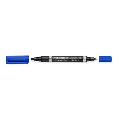 STAEDTLER LUMOCOLOR Duo - Marqueur permanent - double pointe fine et moyenne - bleu
