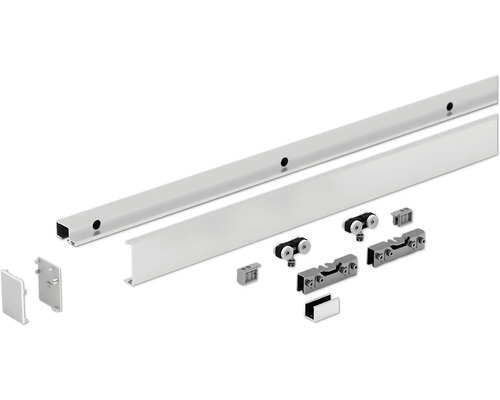 Pertura glazen schuifdeur complete set Glera Loop 01 900x2050 mm incl. beslag Selir aluminium naturel, verzonken handgreep