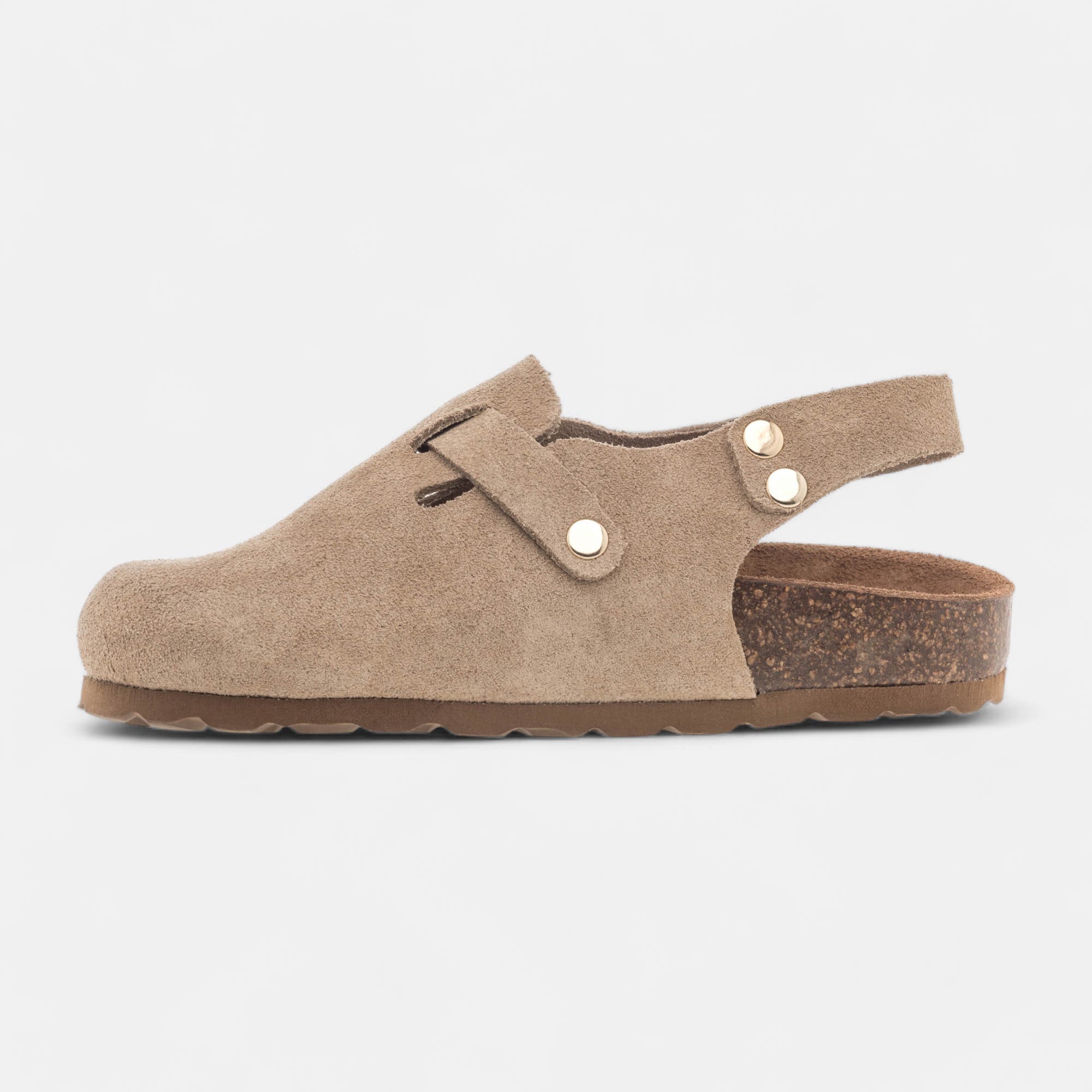 Sabots Fille en cuir taupe