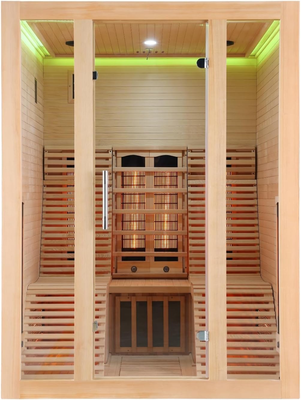 Infrarotkabine Infrarotsauna Oslo für 2 Personen, Mit Farblichttherapie, MP3 Player inkl. Bluetooth, Leselicht, 2 Lautsprecher, 8 Vollspektrumstrahler, 2 Carbon Heizplatten