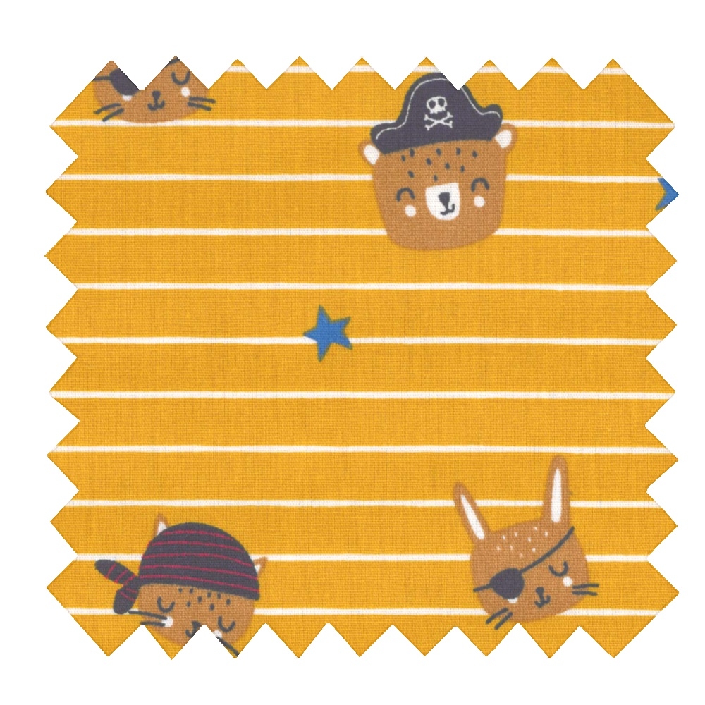 Tissu Coton Au Mètre Ex2476 Pirates Rayé Jaune