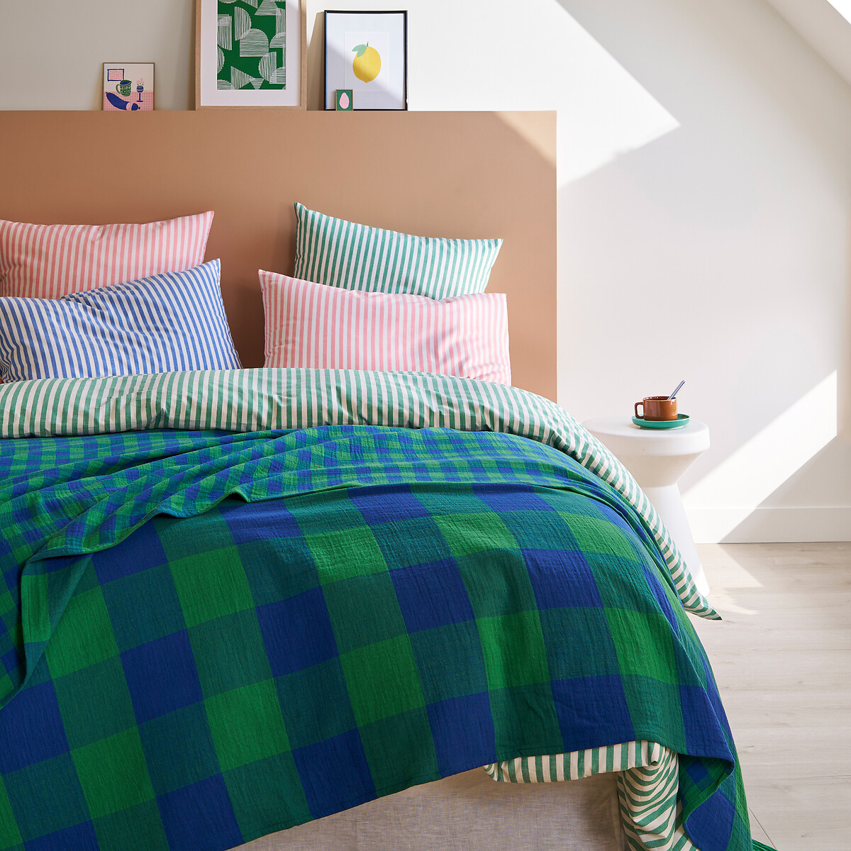 LA REDOUTE INTERIORS<br>Colcha xadrez em tetra, Calix