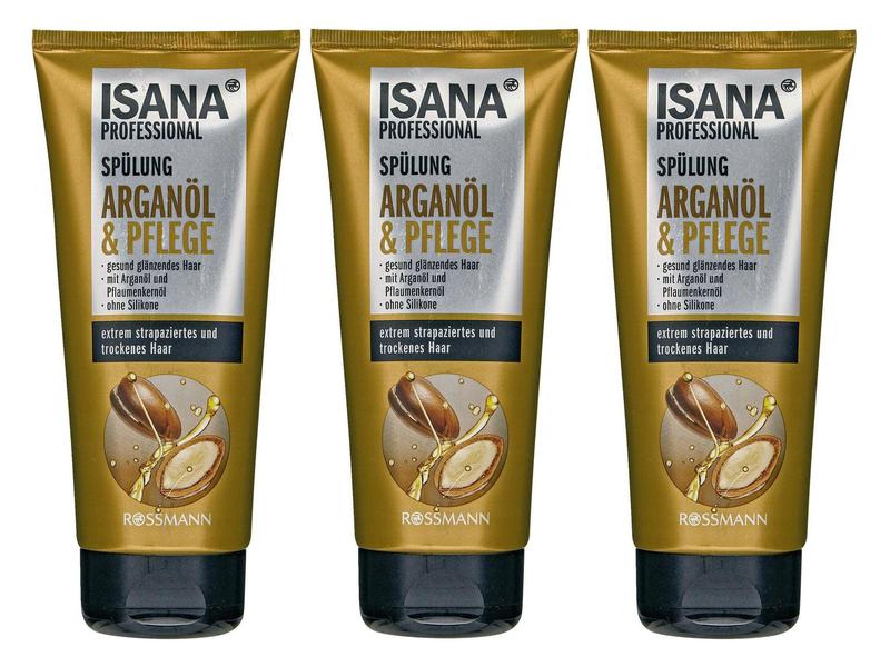 Isana Professional Haarspülung Arganöl & Pflege 3 x 200 ml Pflegender Conditioner