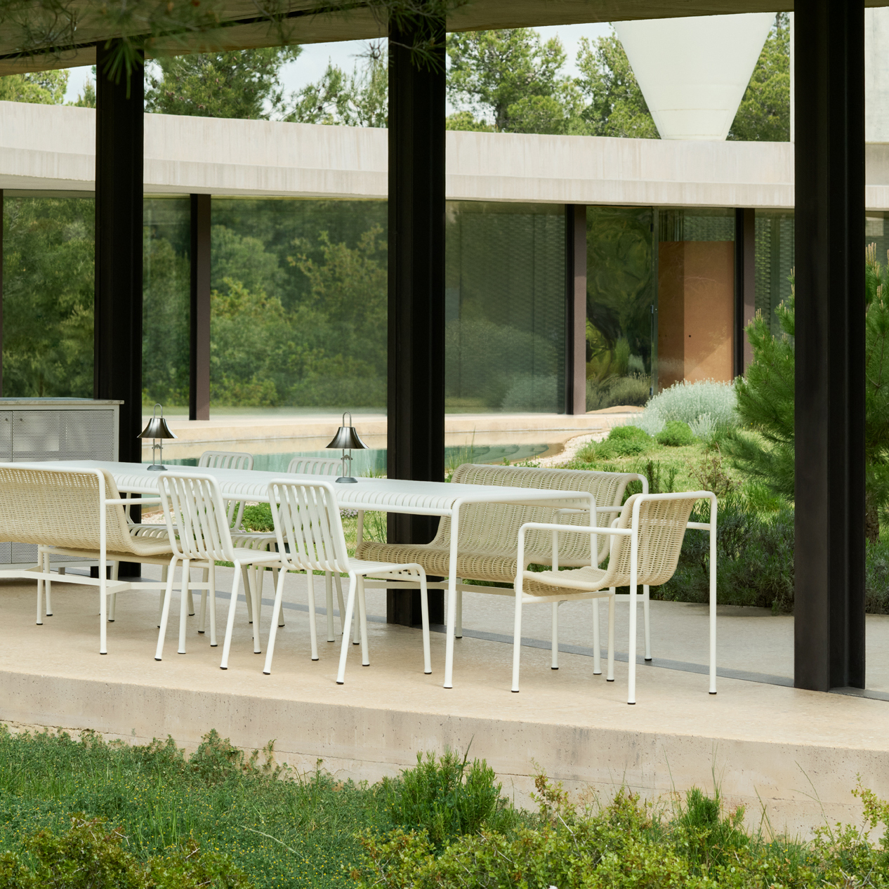 Tuinstoel Palissade Cord Dining met armleuning creme wit