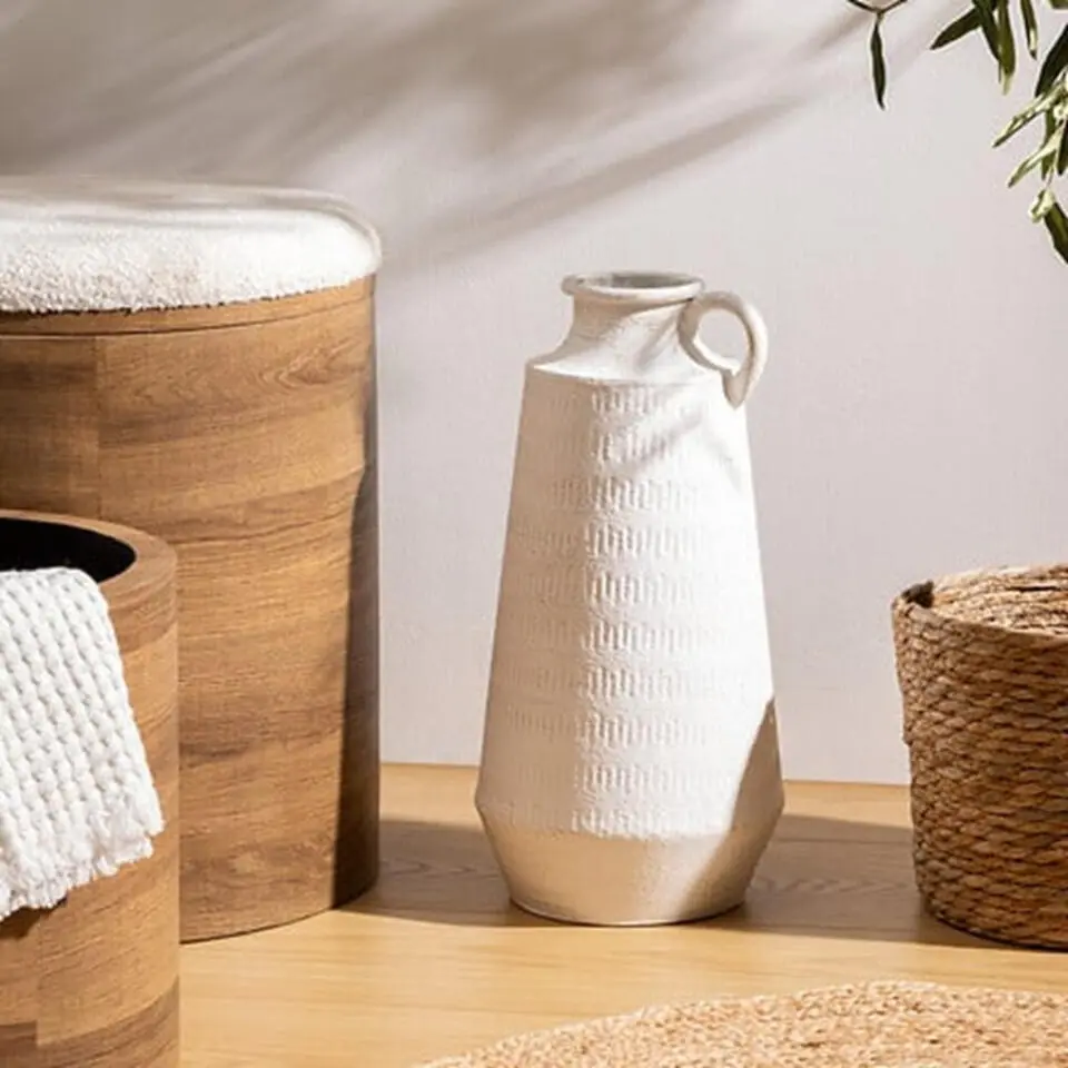 Atmosphera Bloemenvaas Sciacca - wit - keramiek - D20 x H41 cm