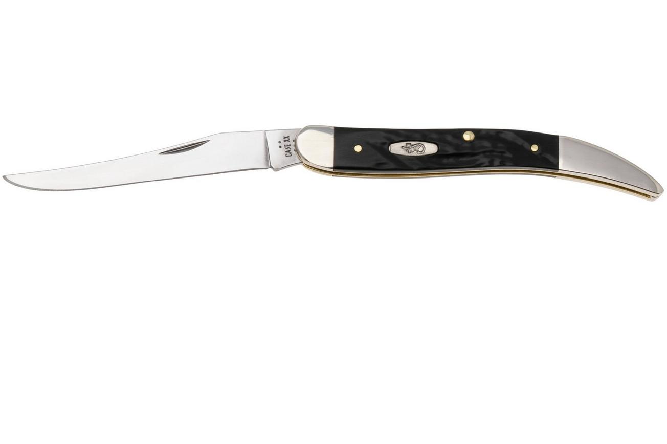 Case Medium Texas Toothpick Jigged Rough Black Synthetic, 18242, 610094 SS zakmes