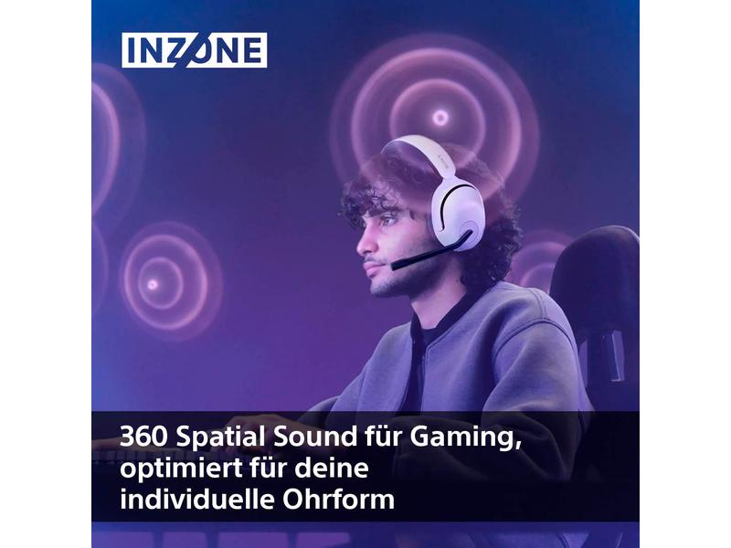 Sony Headset INZONE H5 Weiss Leichtes, weiches und kabelloses Gaming-Headset