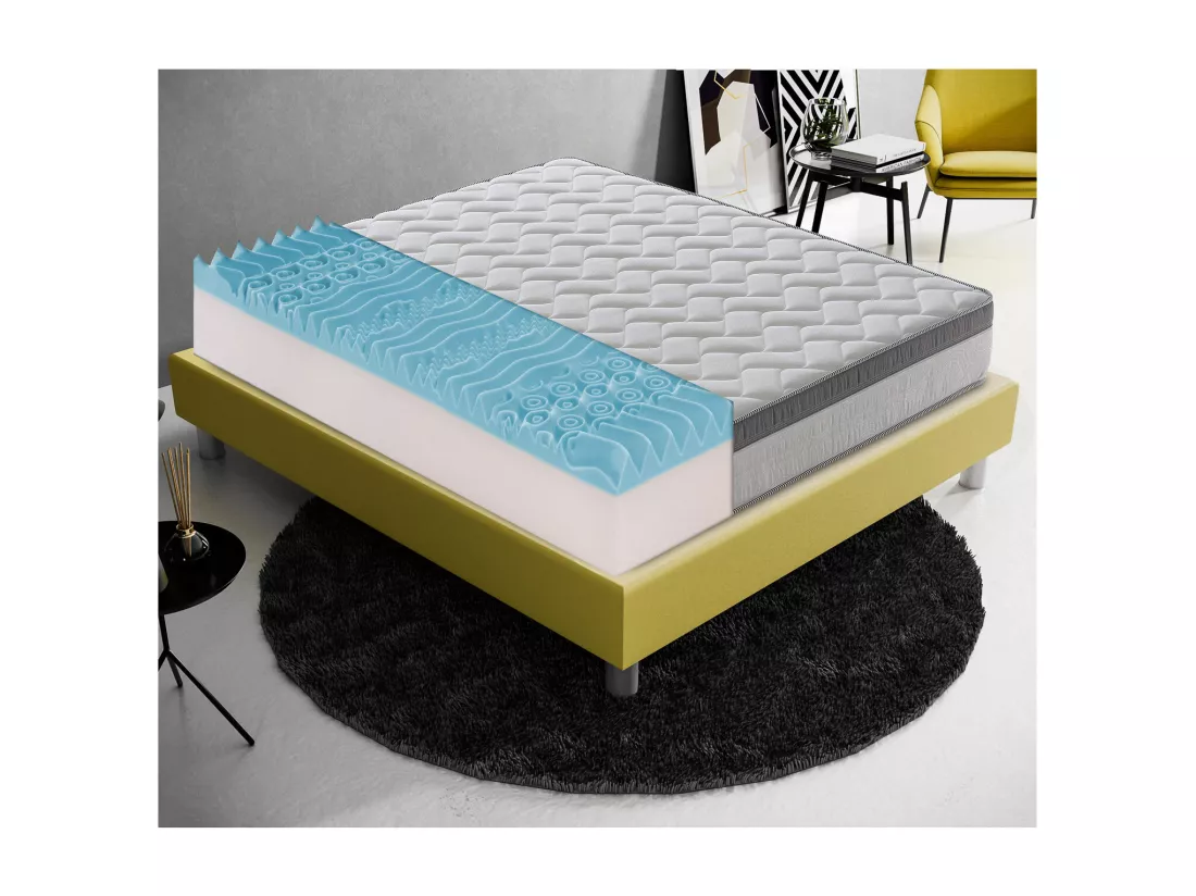 Matelas mémoire de forme à 9 zones différenciées 26cm de hauteur modèle Plus 100x190 cm