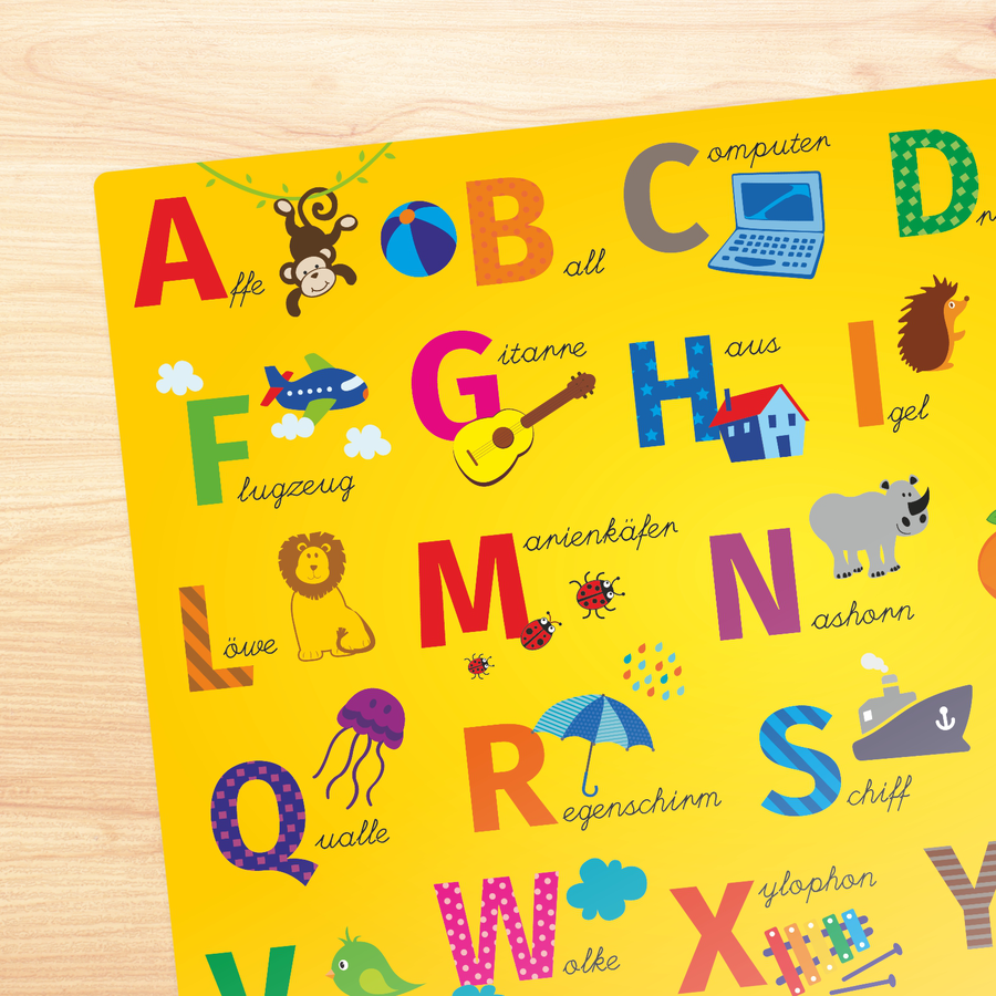 Nikima Platzset stabiles Vinyl Tischset - ABC gelb mehrfarbig