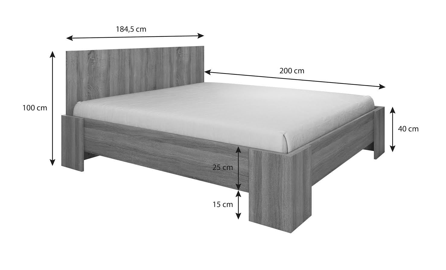 Monaco - Tweepersoonsbed - Eiken - 180x200 cm