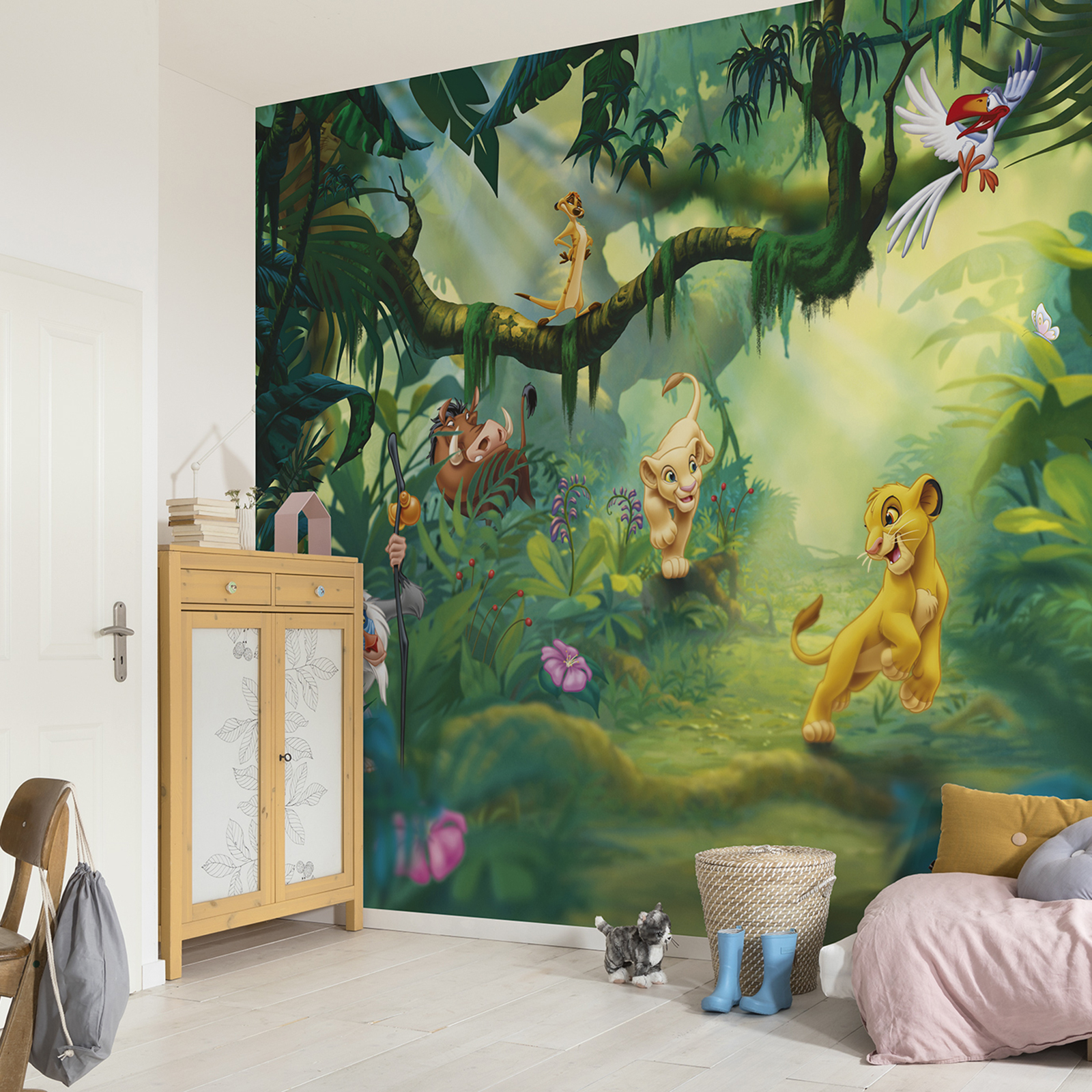 Papier-Fototapete LION KING JUNGLE - grün-braun - 368x254 cm
