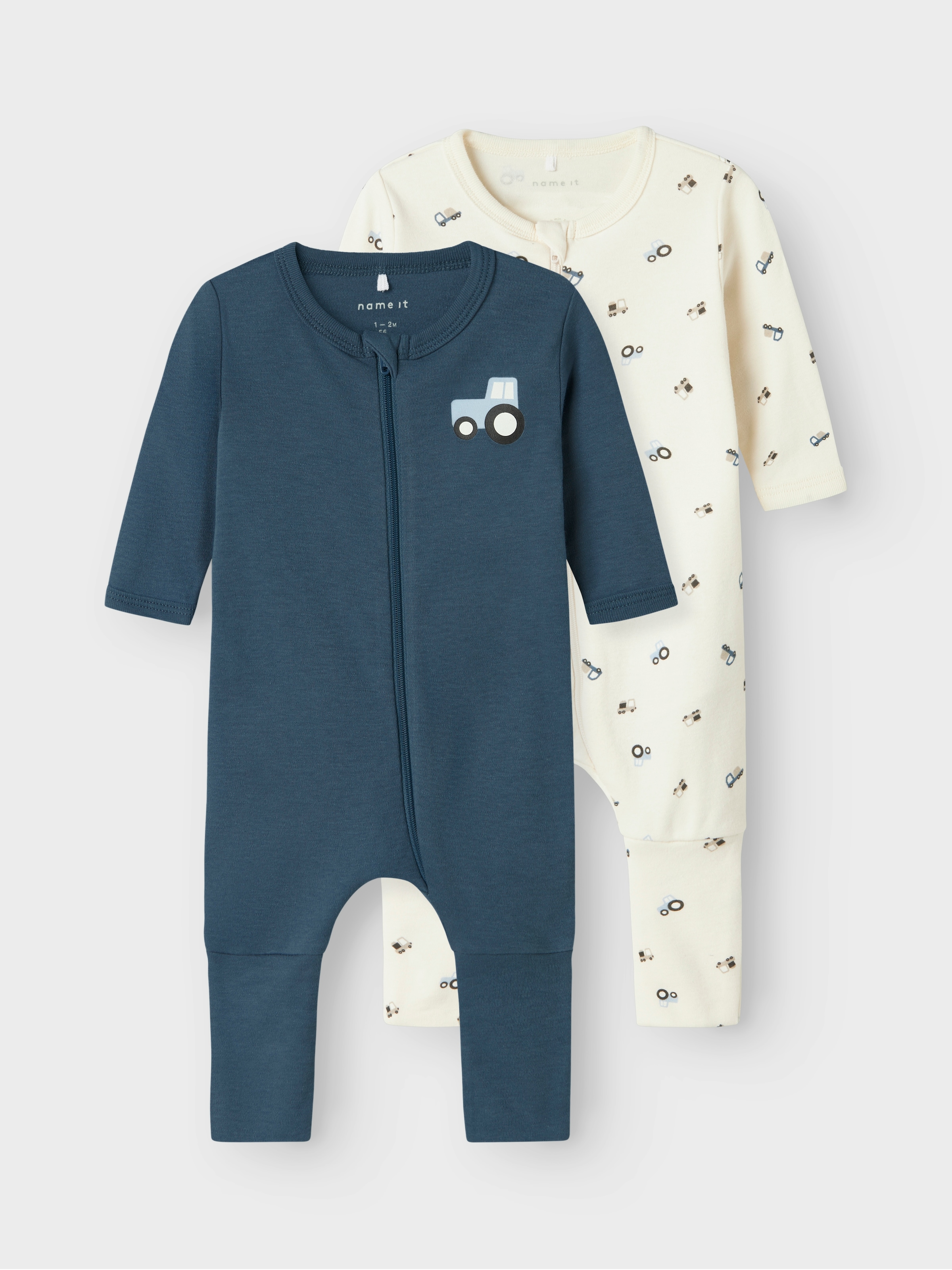 Name It Schlafanzug »NBMNIGHTSUIT 2P ZIP FF JET TRACTOR NOOS« Packung, 2 Stk. tlg.,