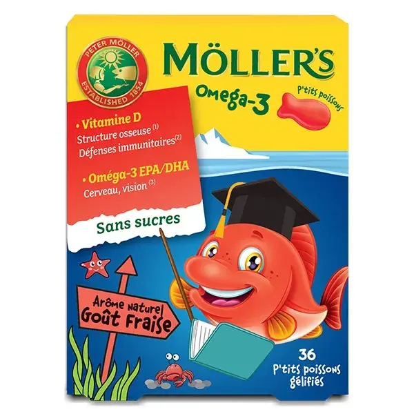 Mollers Little Fish Ômega-3 Sabor Morango Natural 36 gomas