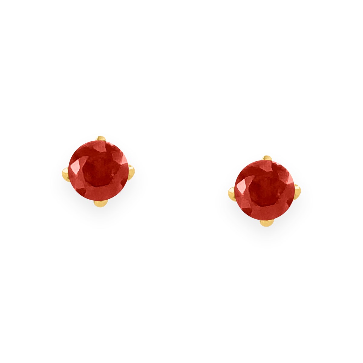 Boucles d'oreilles en acier doré avec Oxyde de Zirconium 3mm teinté rouge