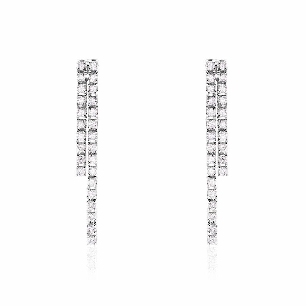 Boucles D'oreilles Pendantes River Or Blanc Diamant