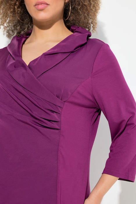 Shirt, Taft-Kragen, Classic, V-Ausschnitt, 3/4-Arm