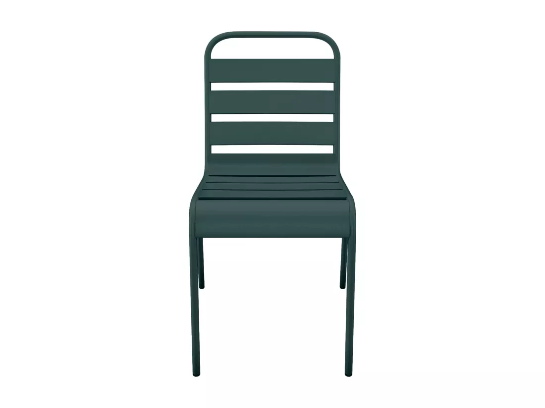 Lot de 2 chaises de jardin empilables en métal - Vert sapin - MIRMANDE de MYLIA