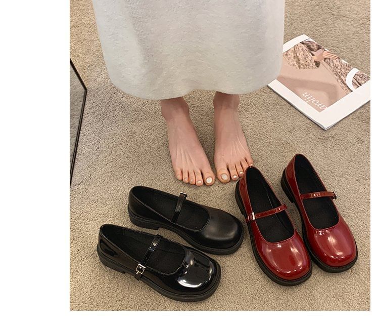 Asterisk - Effen Mary Jane-schoenen met gesp