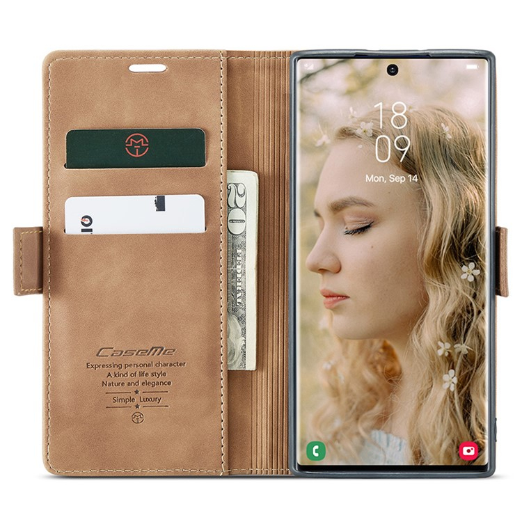 Samsung Galaxy S24 Ultra Leder Tasche Flip Wallet Etui mit Kartenfächern - Braun