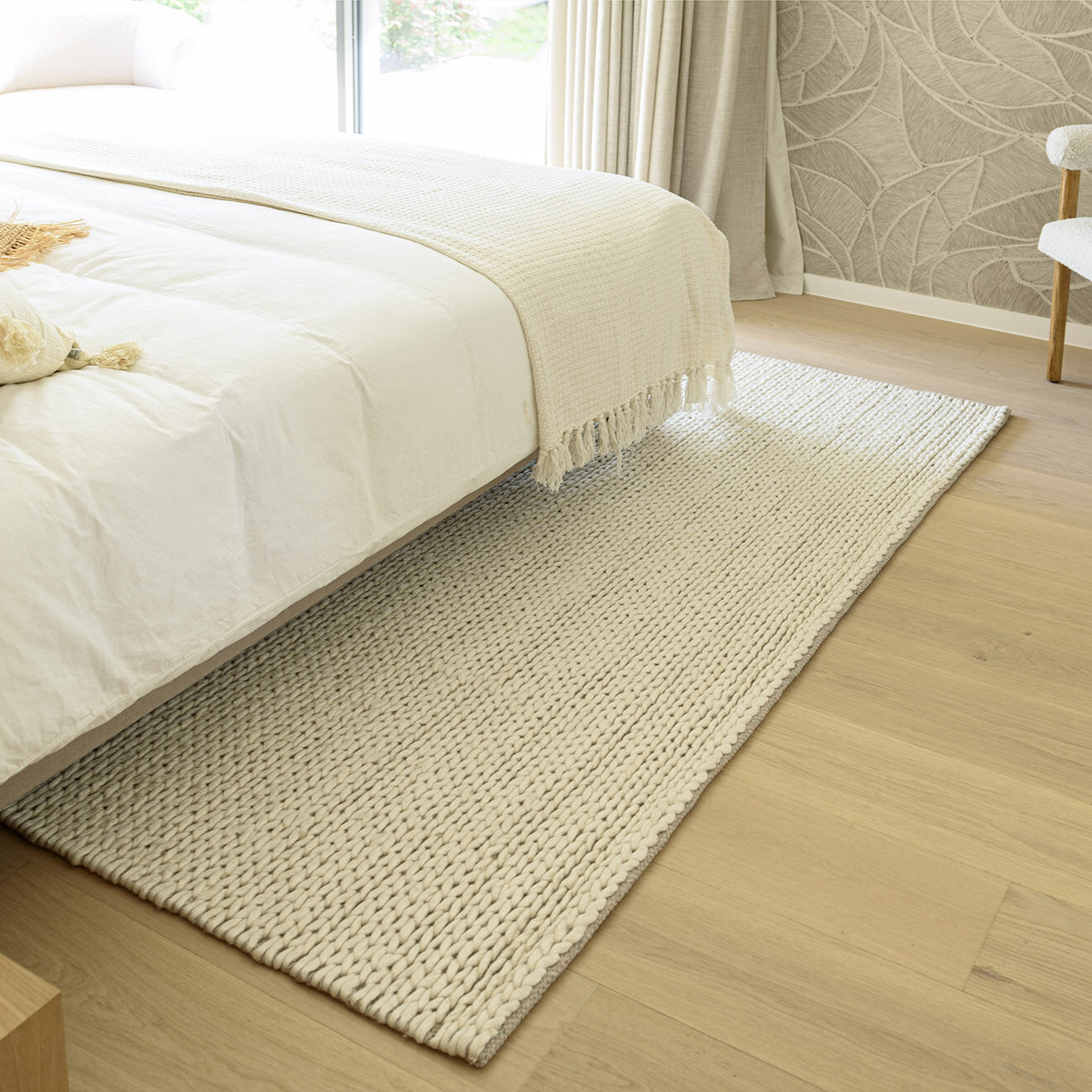 Macabane Tapis en Laine tissée Quentin écru - 290x200 cm