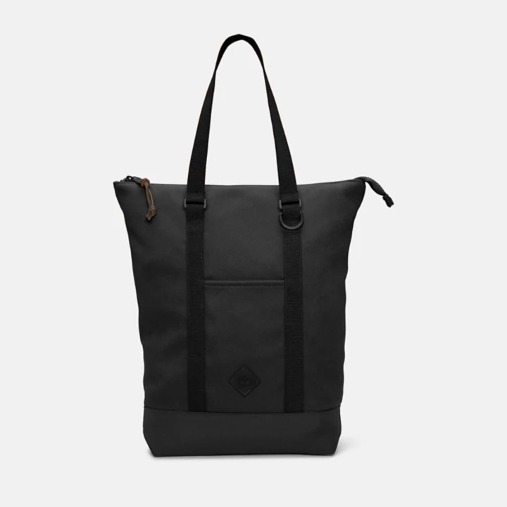 Sac à dos cabas en toile et cuir en noir