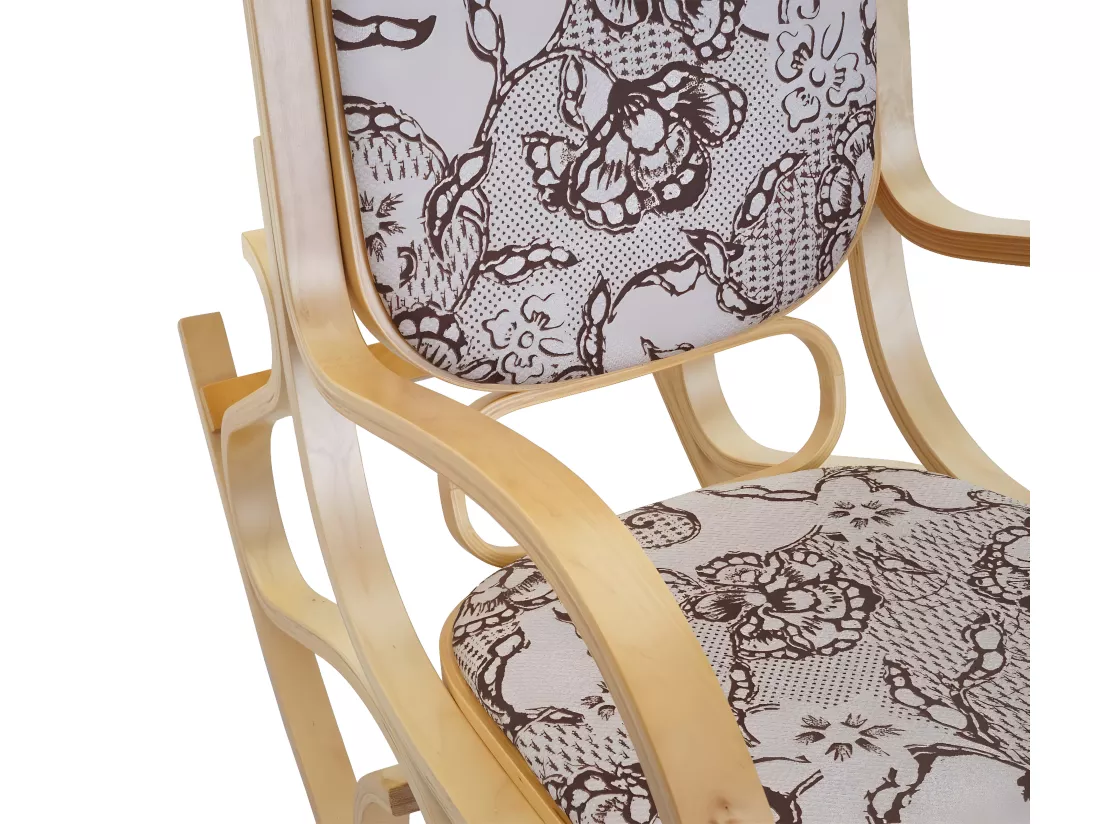 Fauteuil à bascule rocking bois marron 55 x 96 x 90 cm FAB04023