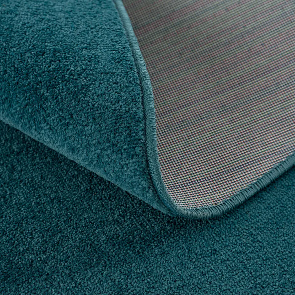 Uni Rond Effen Laagpolig Vloerkleed Modern Blauw - 150 CM ROND