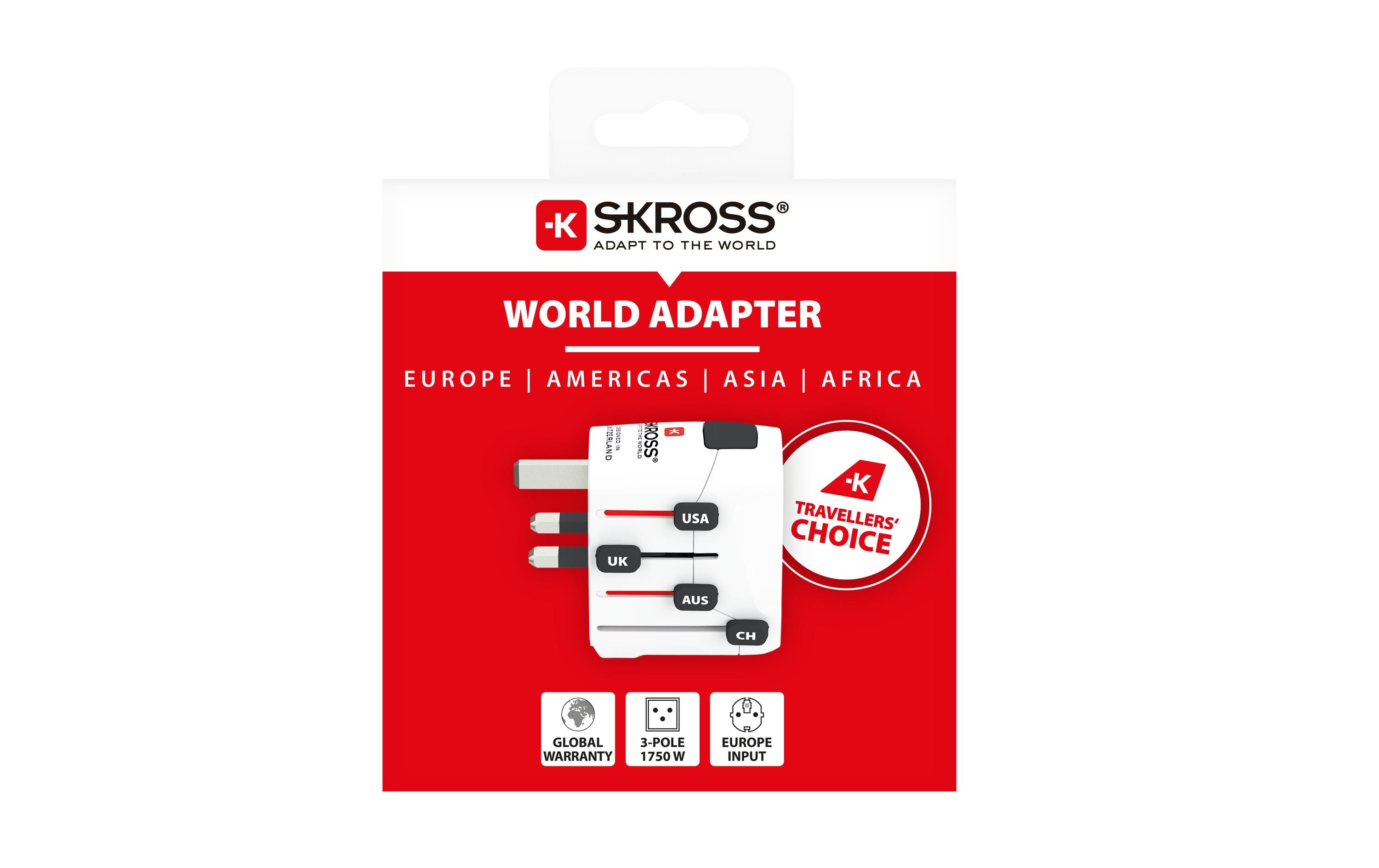Weltreiseadapter PROKompakter 3-poliger Weltreiseadapter