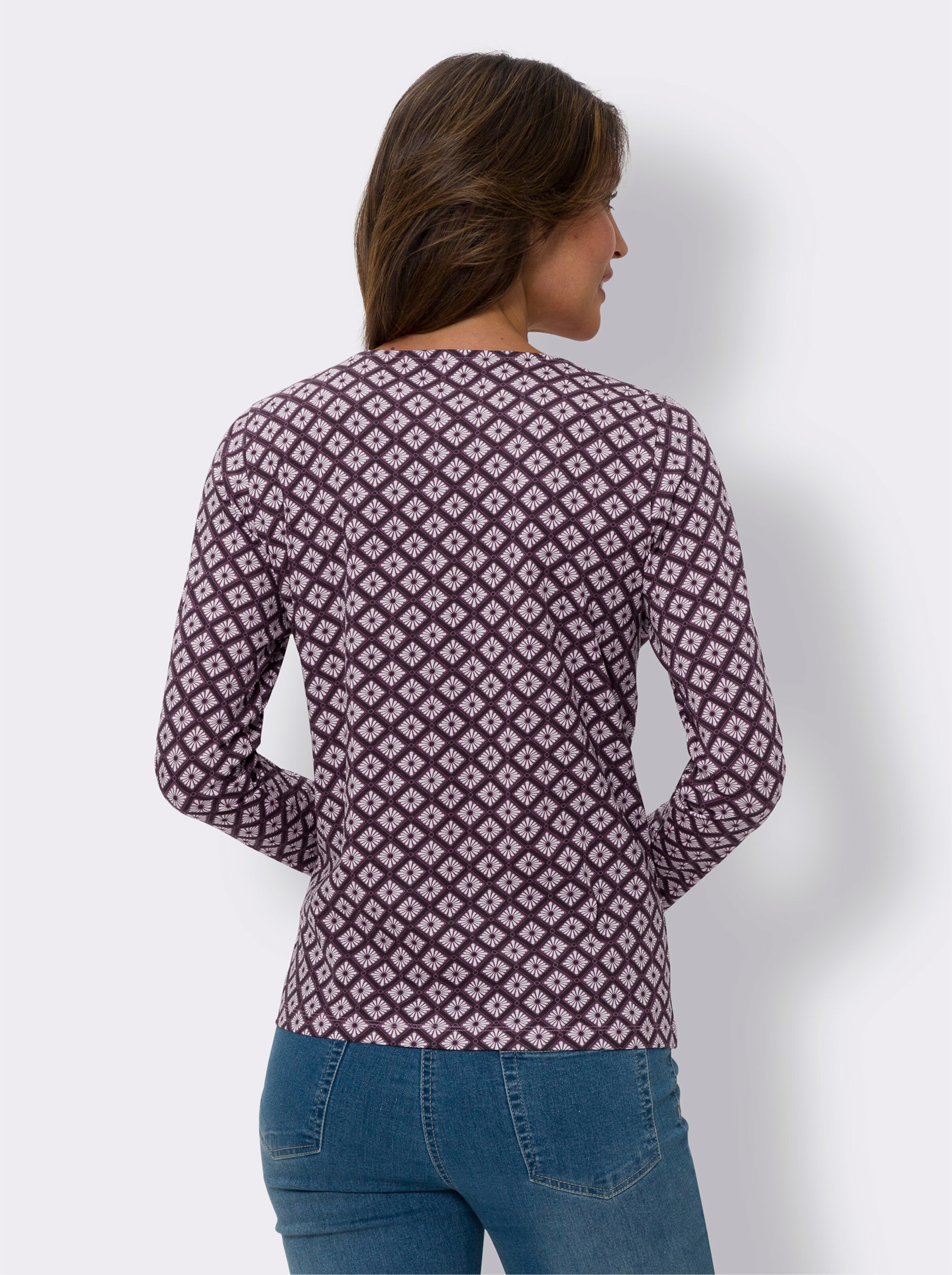 Rundhalsshirt mit Krempelärmeln