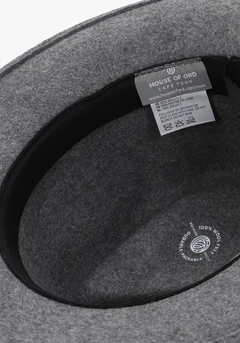 grijze house of ord hoed wilde fedora