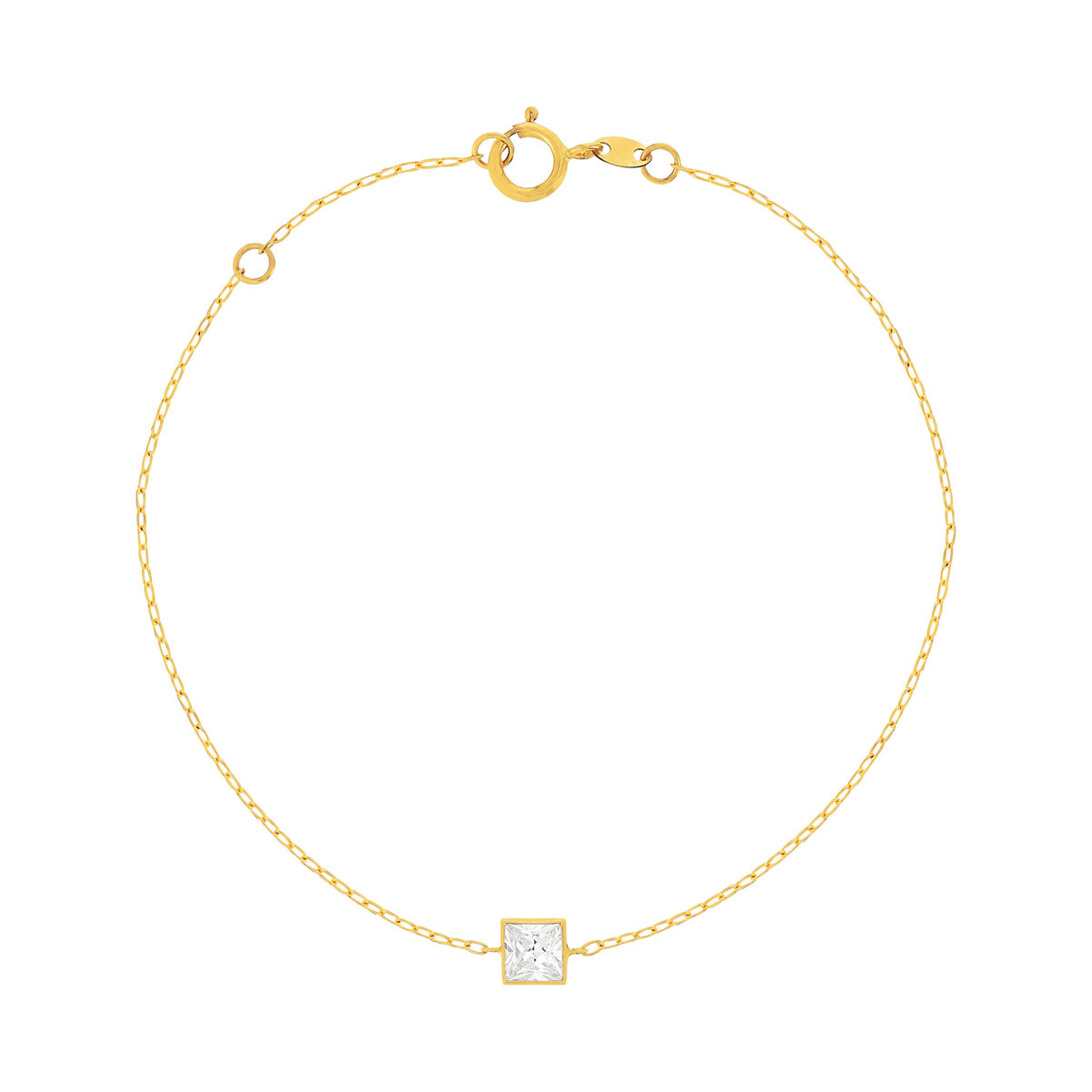 Bracelet or 375 jaune zirconia blanc