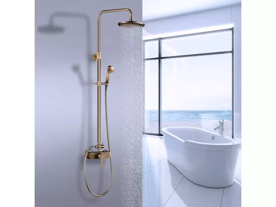 Auralum MAX Colonne de Douche Laiton Rétro Système de Douche,Antique Ensemble de Douche Mural Kit de Douche avec 20cm Pommeau de Douche,Douchette