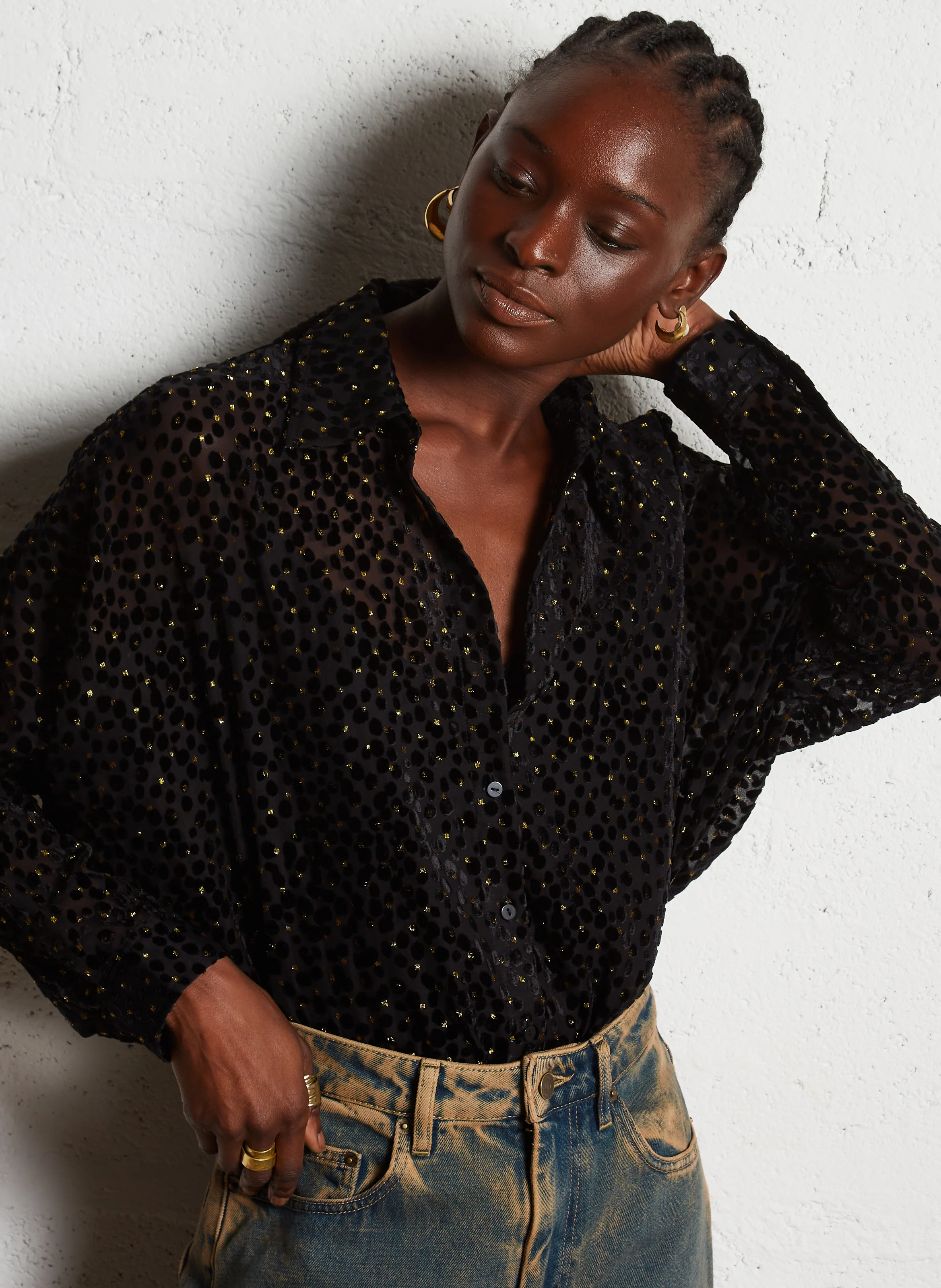 CHRISTIE - Chemise oversize col classique | Noir