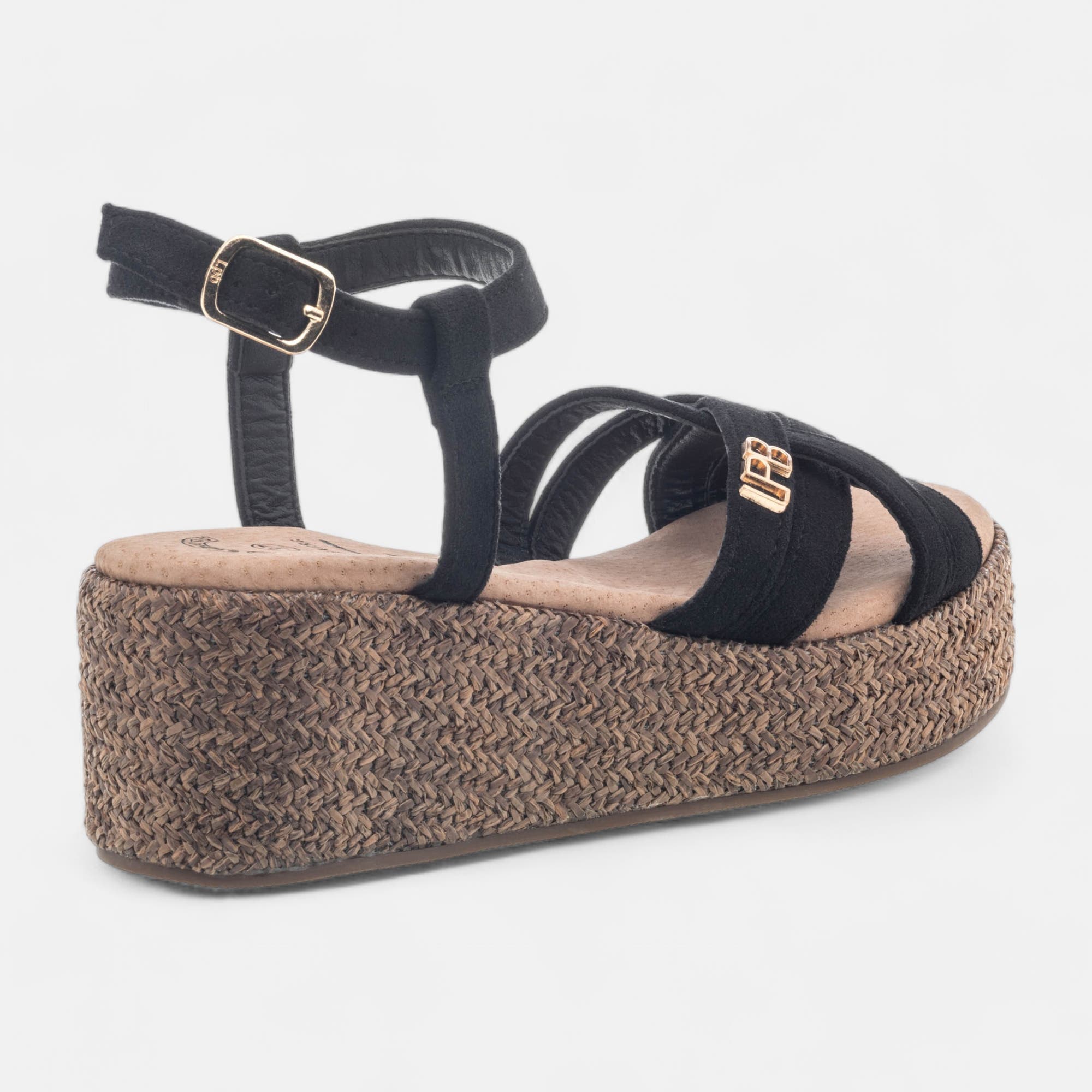 Nu-pieds à talon compensé Femme noir