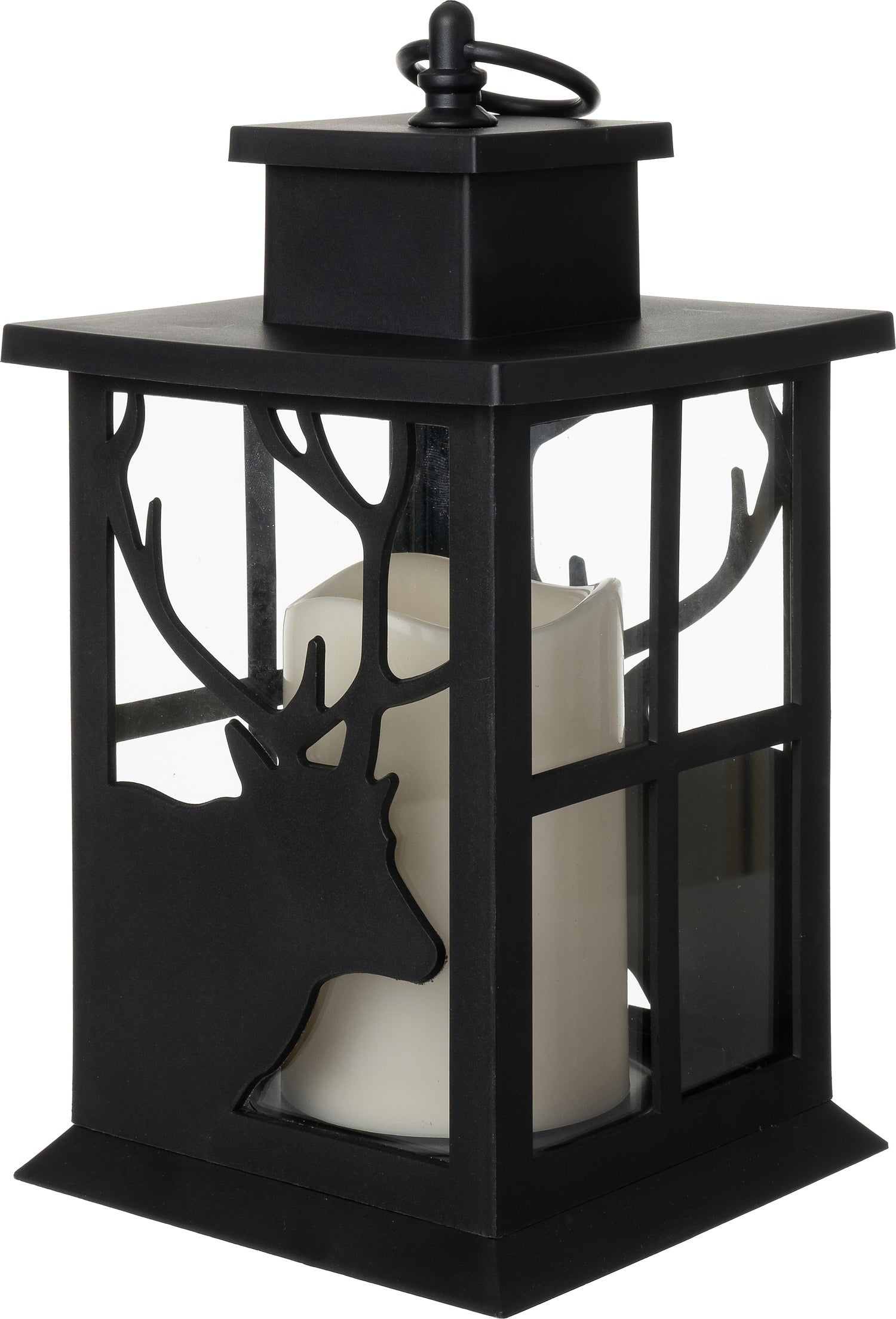 Intratuin Olaf lantaarn met rendier zwart 14 x 14 x 25 cm