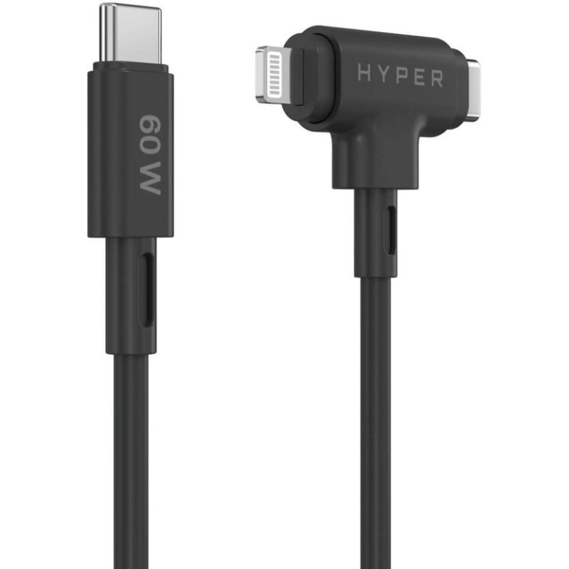 HYPER HyperJuice câble USB USB 2.0 1,5 m USB C USB C/Lightning 60 W Noir