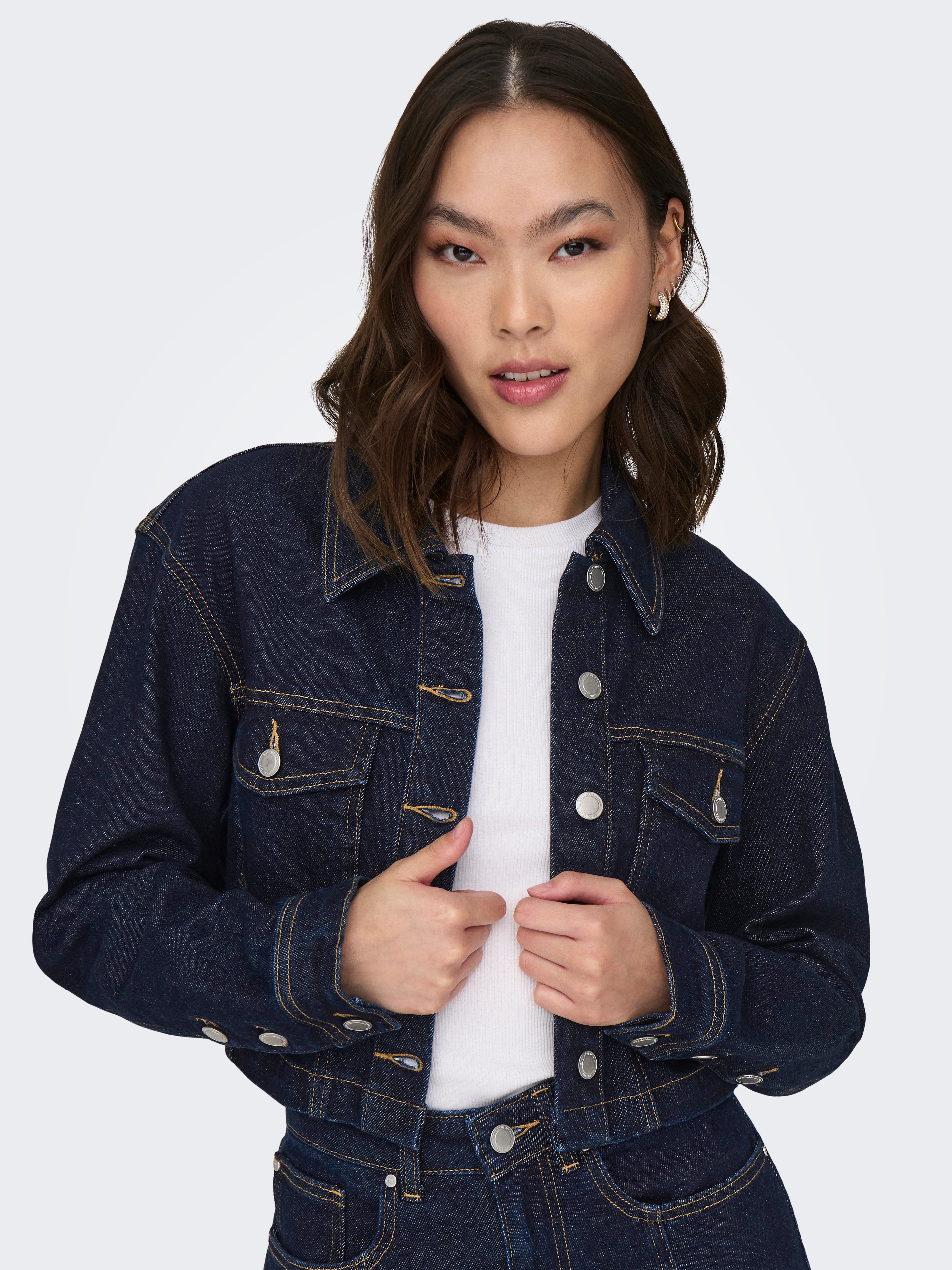 ONLHEATHER Jeansjacke Dark Blue Denim
