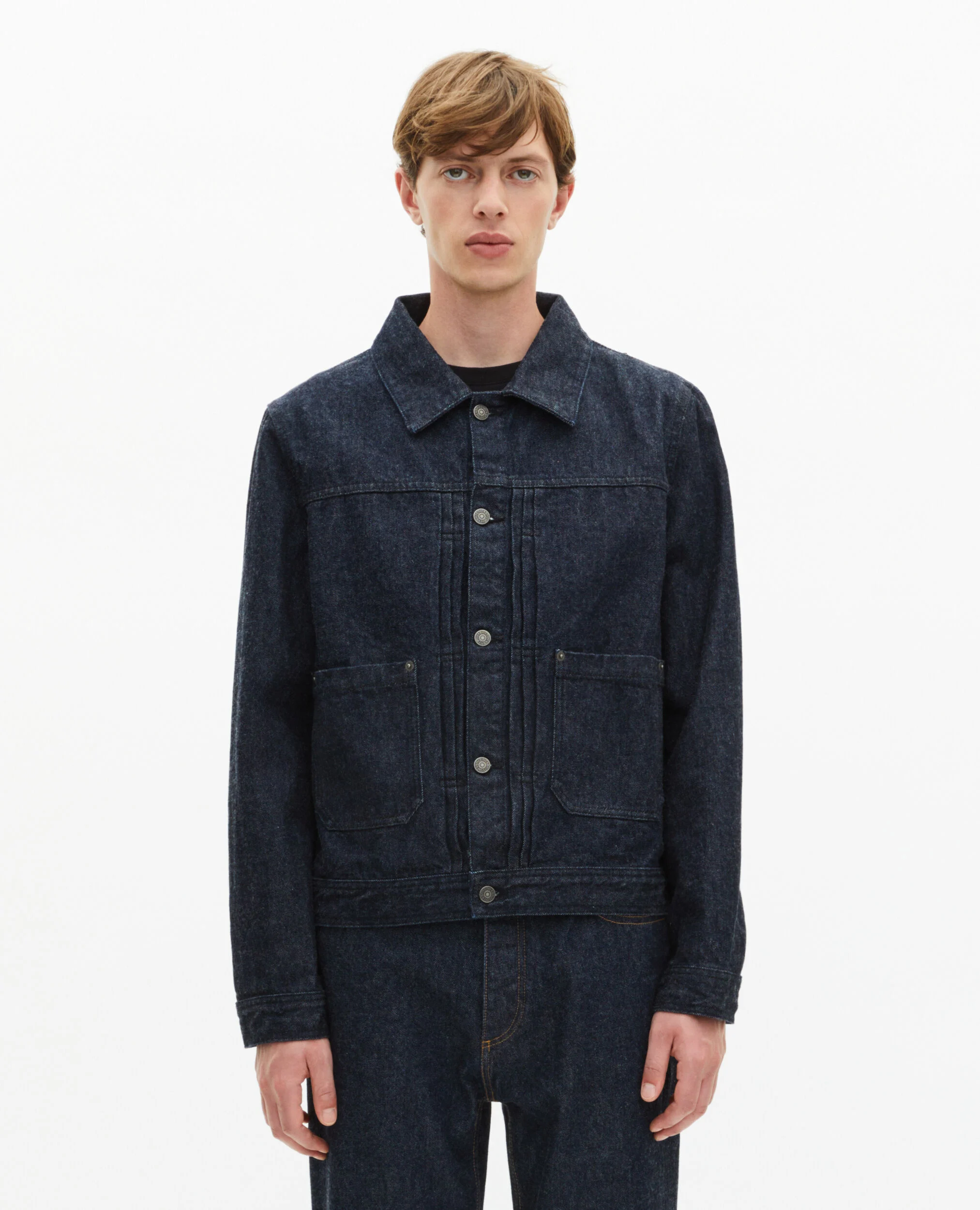 Blouson en denim bleu foncé