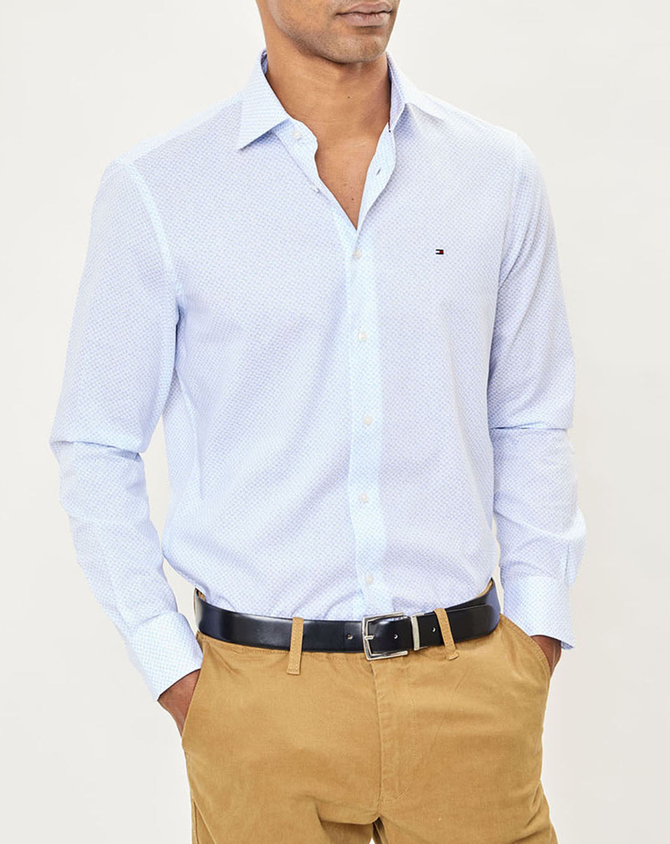 Tommy Hilfiger Chemise regular fit Popeline Diamond bleu ciel