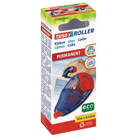 tesa Kleberoller permanent ecoLogo Nachfüllbar, 14m:8,4mm