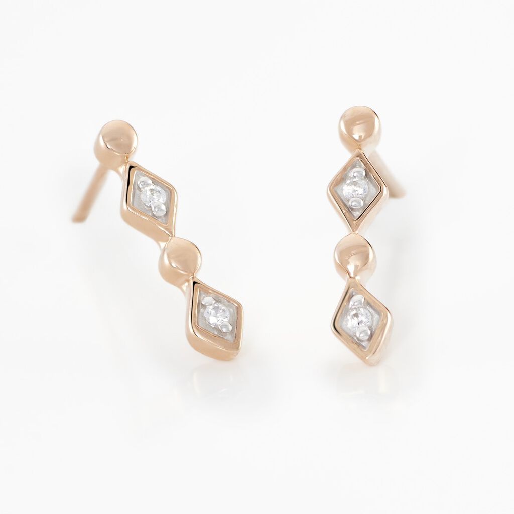 Boucles D'oreilles Puces Argent Rose Donaoxydes De Zirconium