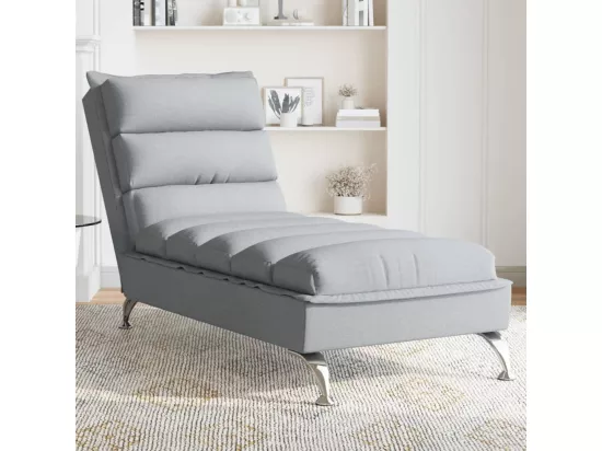 Prolenta Premium - Chaise longue avec coussins gris clair tissu