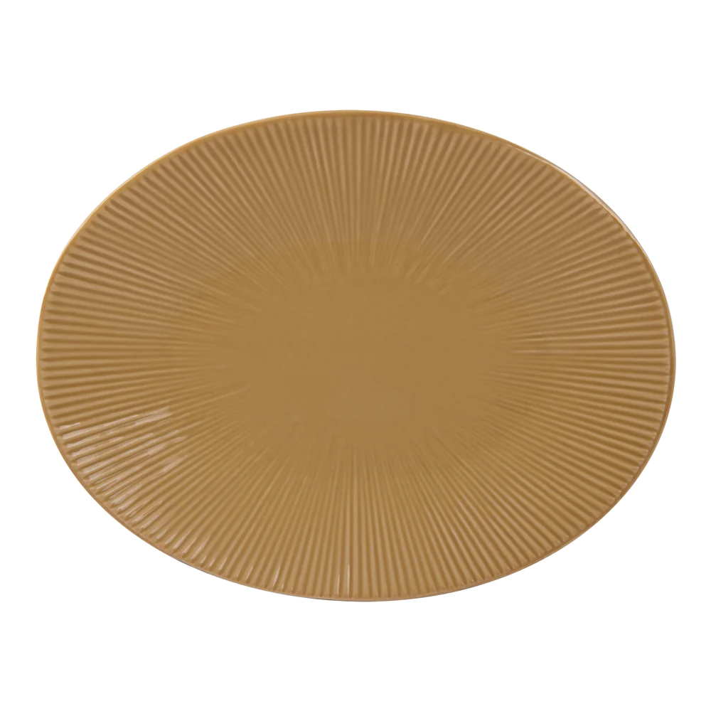 Plat ovale Bohémia 41,5 cm moutarde Table passion