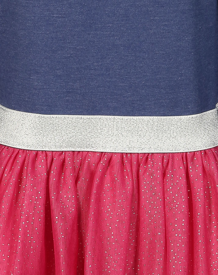 Kleid COLORFUL BIRD mit Tüllrock in blau/pink