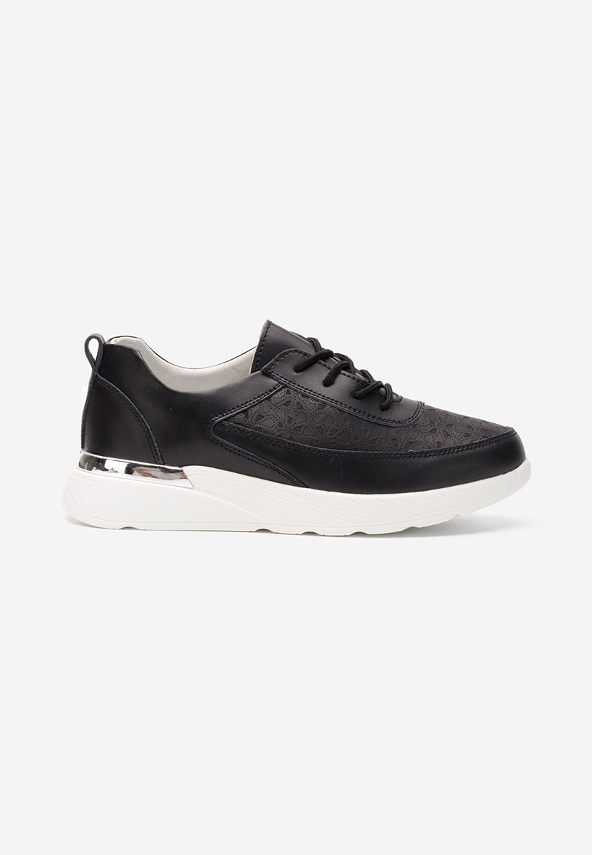 Baskets pour femme en cuir noirs Calyse