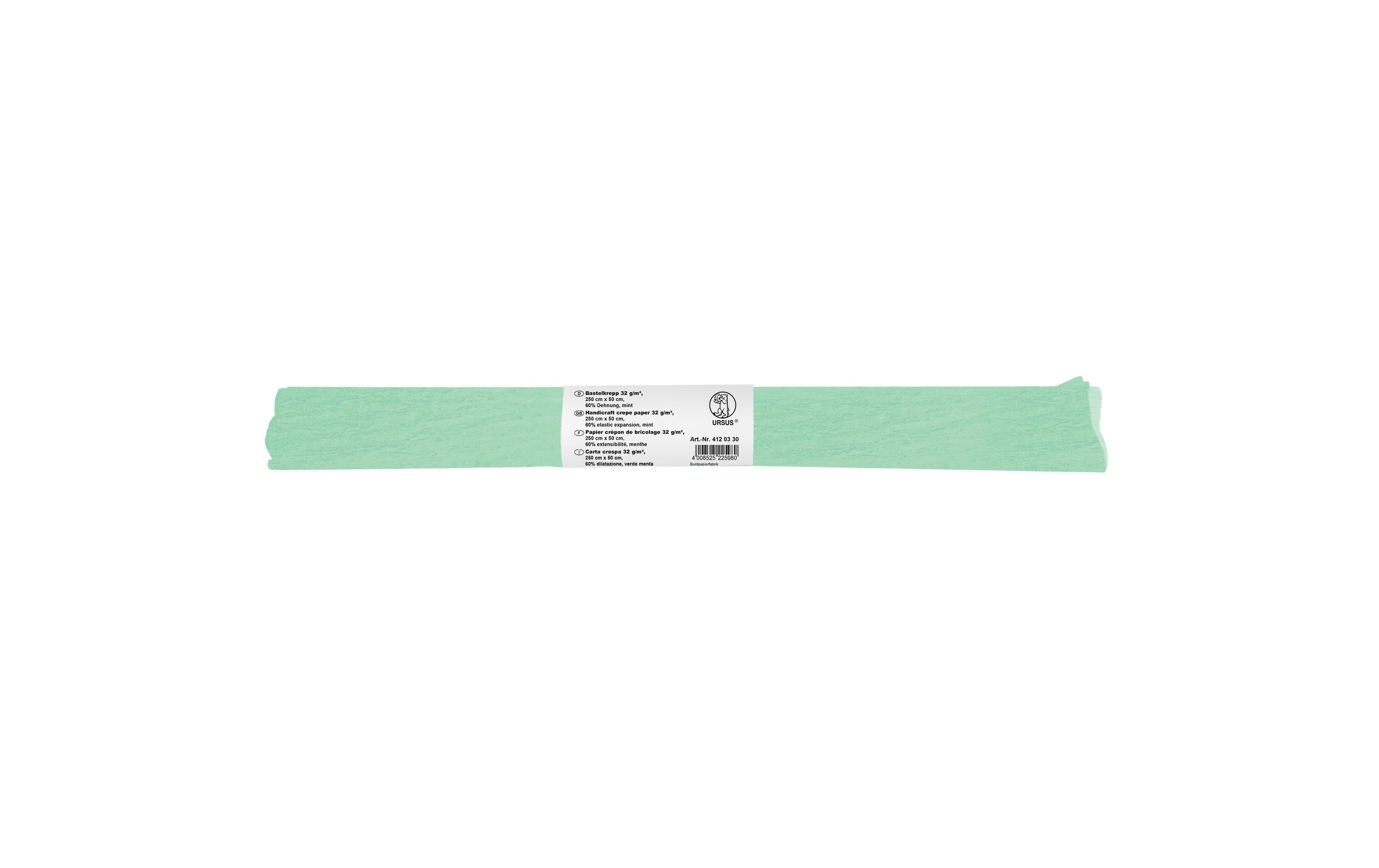 Krepppapier 50 cm x 2.5 m, 32 g/m², MintBastelkrepp auf der Rolle